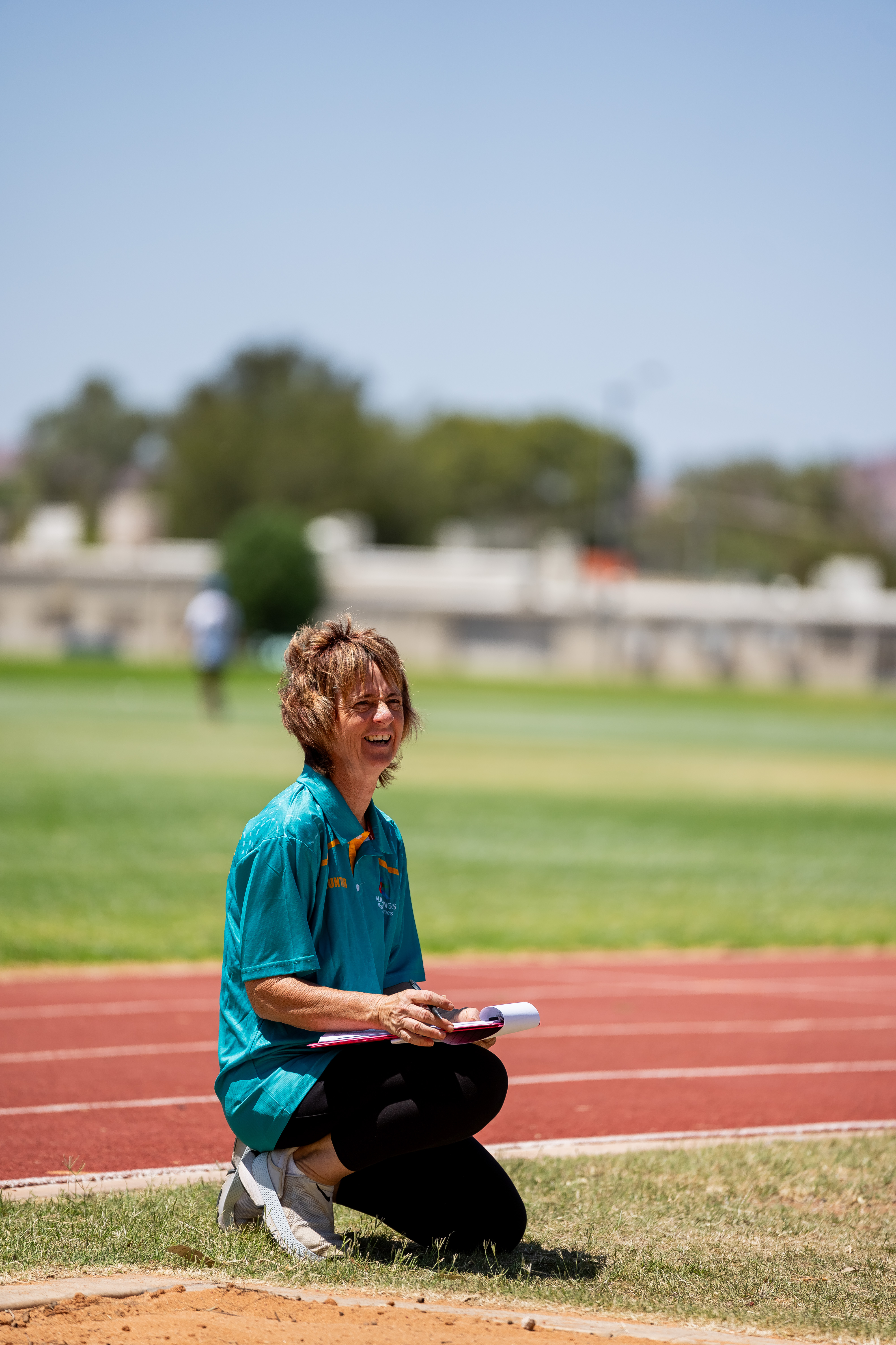 A track & field volunteer at the Alice Springs Masters Games 2024 