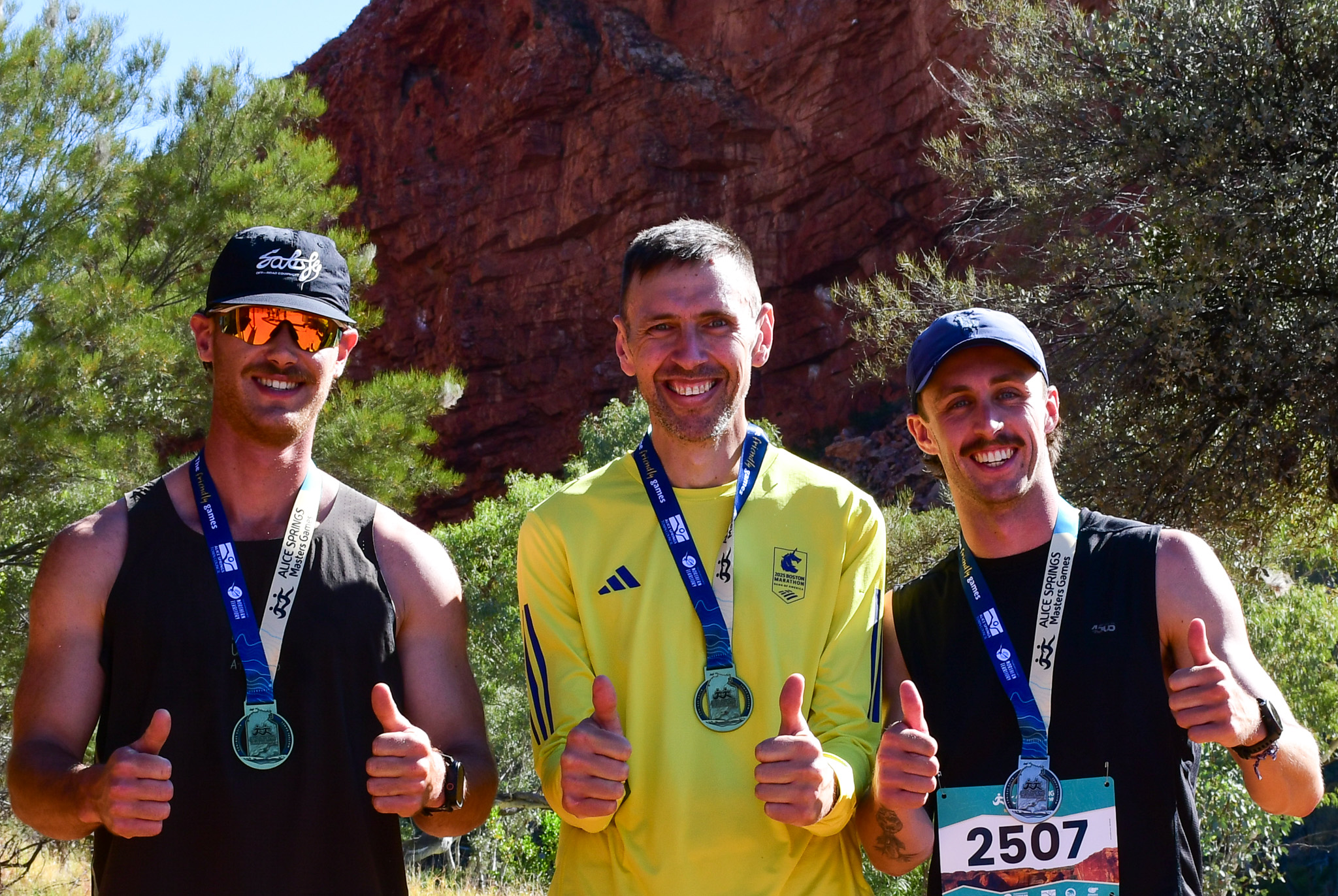 Medal presentation at the half marathon Alice Springs Masters Games 2026
